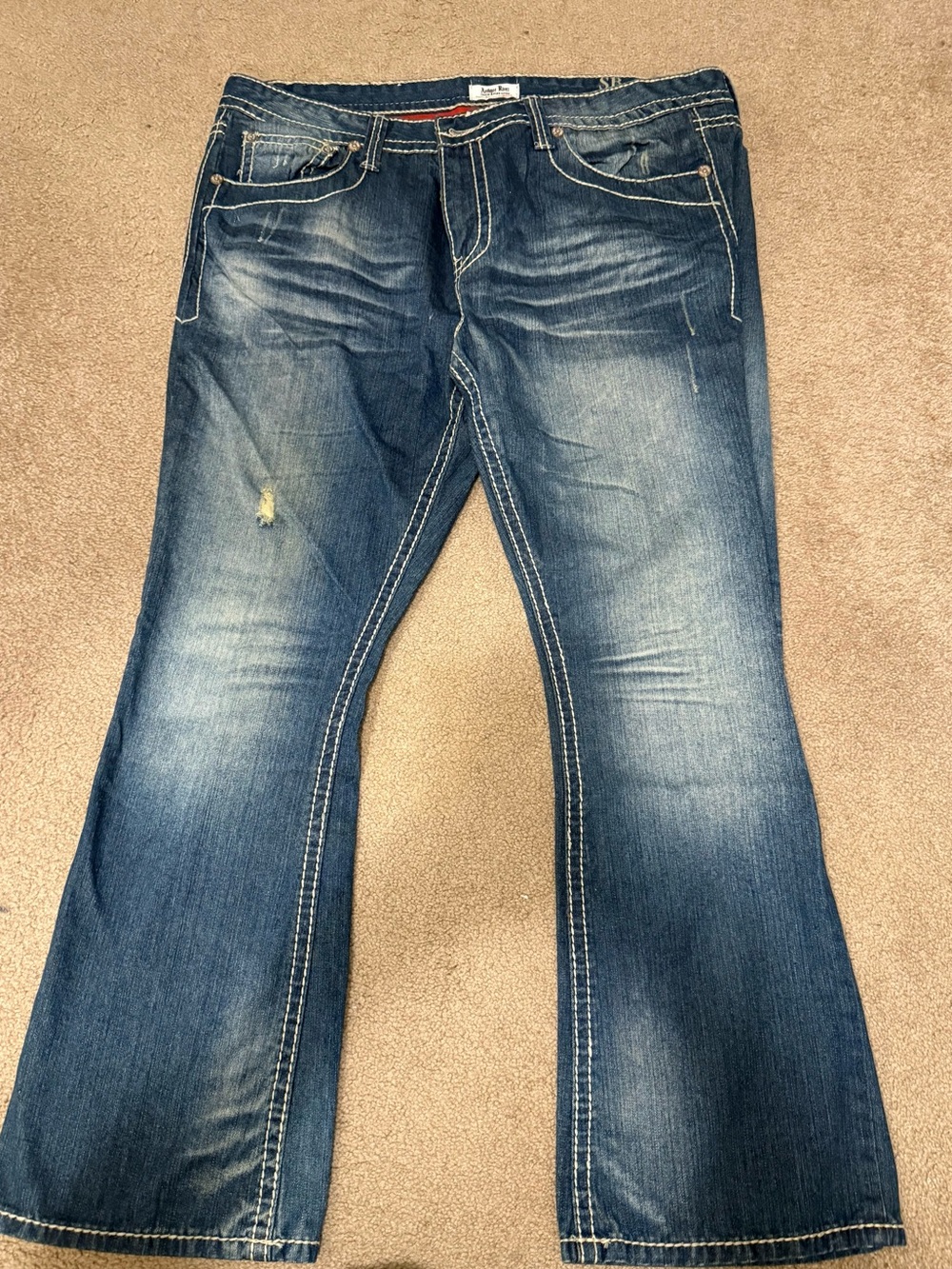 Antique Rivet Men's Dark Blue Bootcut Jeans